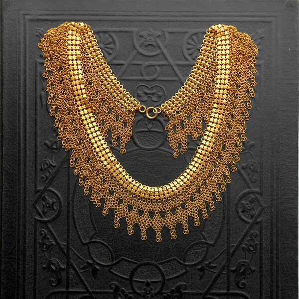 Antique Egyptian Revival Necklace. Rare Chain Maille & Mesh.  Art Deco. Cleopatra.