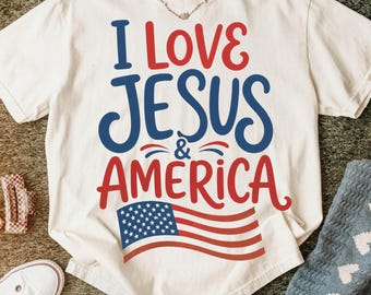 Patriotic 4th of July PNG - I Love Jesus & America PNG | Memorial Day (Digital Download)