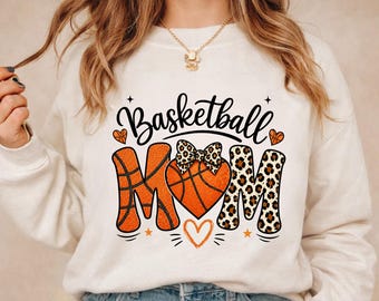 Basketball Mama PNG Sublimation Design - Basketball Mom Shirt Digital Download | Leopard Glitter Sports Graphic