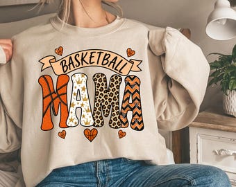 Basketball Mom PNG | Leopard Print Sports Design for Sublimation – Game Day Shirt (Digital Download)