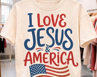Patriotic 4th of July PNG - I Love Jesus & America Too PNG | Memorial day Design