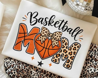 Basketball Mom PNG Sublimation Design - Retro Leopard Sports Design | Instant Digital Download