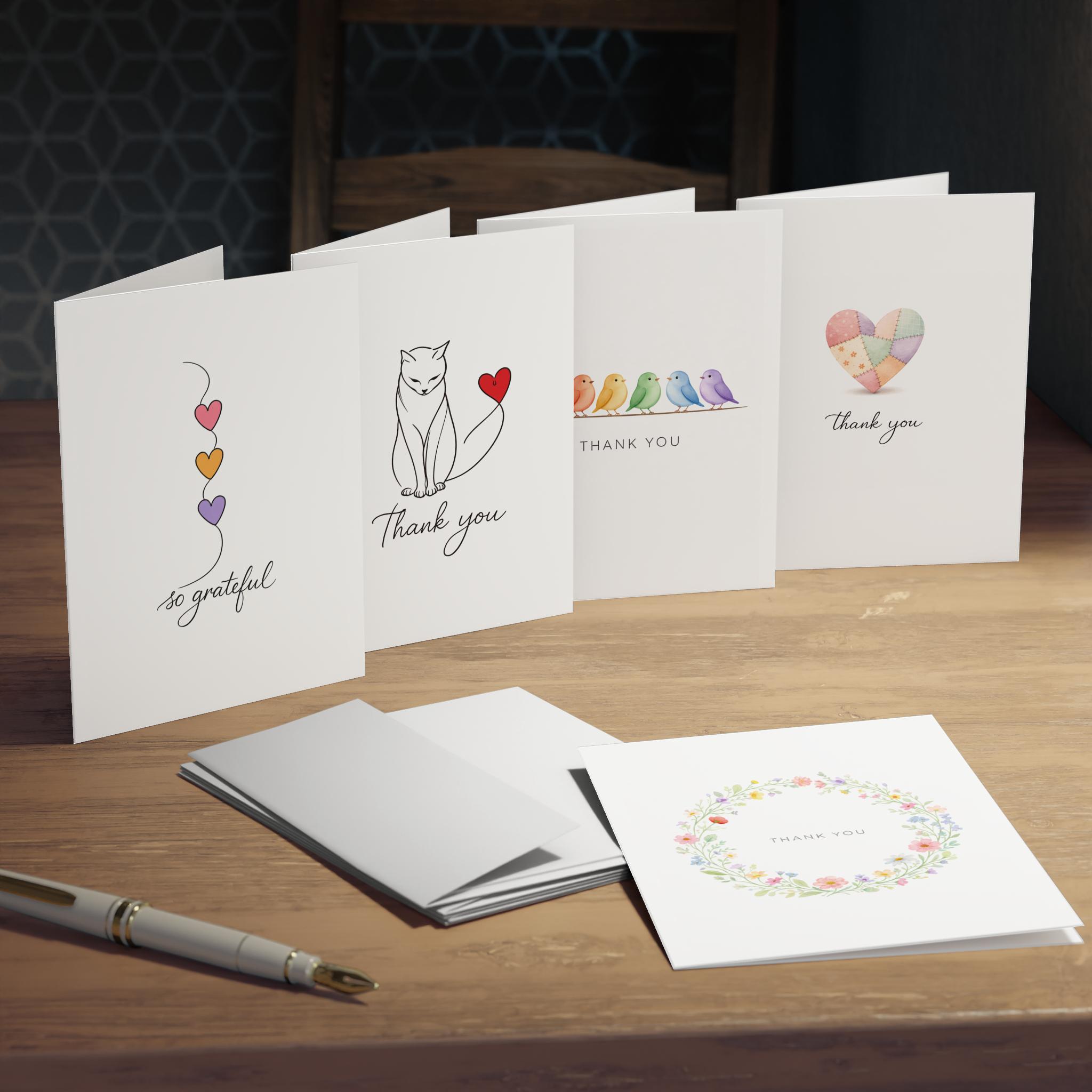 Set of 5 Watercolor Thank You Cards, Blank Inside, Minimalist ...