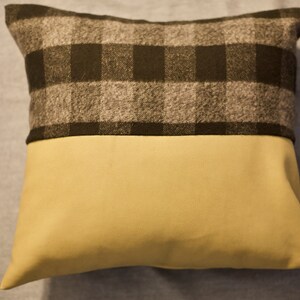 Farmhouse plaid and faux leather pillow cover, home decor image 4