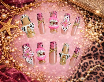 Zahara | Wild Kiss - 3D Press On Nails, Handcrafted Luxury Statement Nail Set