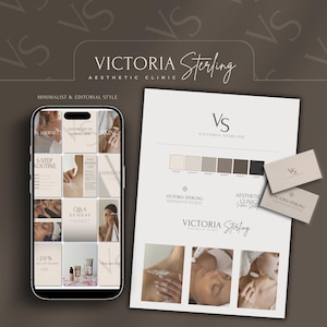 Plantilla de Canva para kit de marca de spa médico / Logotipo e identidad de marca de clínica estética / Kit editable para negocios de belleza