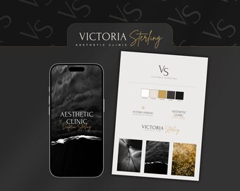 Full Brand Identity Kit, Luxury Aesthetic Clinic Branding, Medical Spa Instagram Templates, Onyx & Gold Marketing Suite, Canva Editable