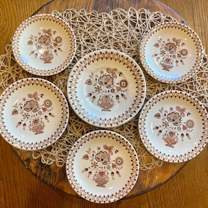Johnson Bros Jamestown | Old Granite England | Saucer Bread Plate Dessert Plate | Brown Transferware | Discontinued