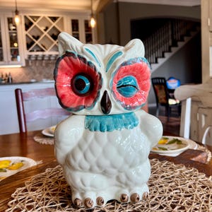 Anthropologie “A Real Hoot” Owl Cookie Jar | Winking Owl Ceramic Canister | Retired bild 1