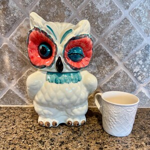 Anthropologie “A Real Hoot” Owl Cookie Jar | Winking Owl Ceramic Canister | Retired bild 2