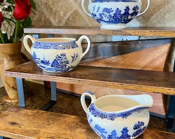 Blue Willow Sugar Bowl or Creamer – Classic Blue Transferware