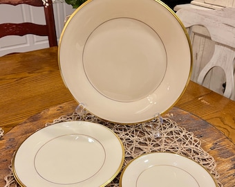 Lenox Eternal Gold Plates – Dinner, Salad or Bread & Butter – Ivory with 24K Gold Trim