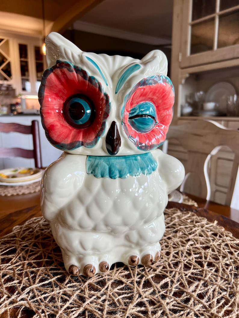 Anthropologie “A Real Hoot” Owl Cookie Jar | Winking Owl Ceramic Canister | Retired bild 6