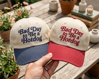 Bad Day To Be A Hotdog Embroidered Hat, Retro Trucker Cap, Funny BBQ Slogan