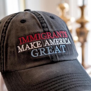 Boné bordado "Imigrantes Fazem a América", Boné Pró-Imigrantes e Justiça Social