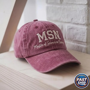 Gorro de Máster en Enfermería bordado, con aplique MSN, regalo de agradecimiento para enfermeras.