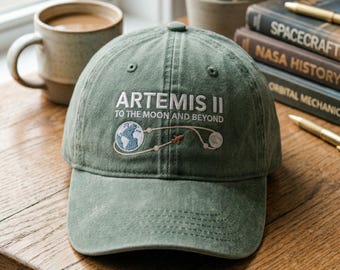 Artemis II To The Moon Embroidery Baseball Cap, Mission Washed Cotton Hat