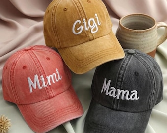 Personalized Embroidered Mama Nana Baseball Cap, Custom Family Gift