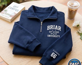 Personnalisation avec fermeture éclair Briar University, broderie en U en bruyère, série livresques hors campus, cadeau sweat-shirt Hockey Romance