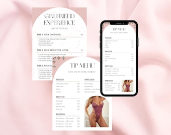 Simple OnlyFans Tip Menu Template, Modern and Minimalistic Design