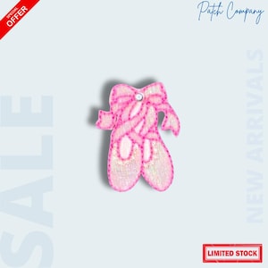 Pink Ballet Slippers Embroidered Patch Pointe Shoes Dance Girl Badge Iron On for Jacket Backpack Hat Clothing Accessory