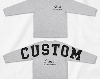 Longsleeve Custom Team, Personalized School Club Crewneck, Arm to Arm Lettering Oversized Longsleeve Shirt, Arm to Arm Big Bold Text Shirt