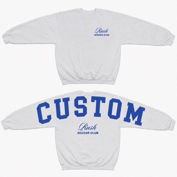 Custom Team Sweatshirt, Personalized School Club Crewneck, Arm to Arm Lettering Oversized Sweatshirt Hoodie, Arm to Arm Big Bold Text Shirt
