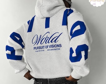 Personalized Arm to Arm Lettering Oversized Sweatshirt or Hoodie, Arm to Arm Big Bold Text Sweatshirt, Customizable Letter Crewneck