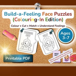 Pagine da colorare sulle emozioni per bambini • Puzzle "Costruisci un'emozione" • Pacchetto da colorare sulla regolazione emotiva • Materiale stampabile per autismo, ADHD e PDA • Età 3-7