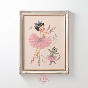 ヴィンテージバレリーナウォールアート、シャビーシックなポスター、ガーリーな部屋の装飾（デジタルダウンロード）