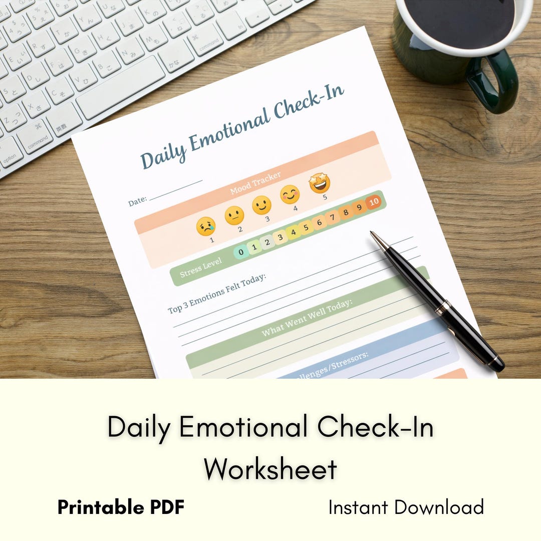 Daily Emotional Check-in Worksheet | Mood & Stress Tracker (PDF ...