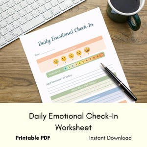 Daily Emotional Check-In Worksheet | Mood & Stress Tracker (PDF Download)