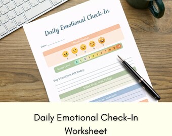 Daily Emotional Check-In Worksheet | Mood & Stress Tracker (PDF Download)