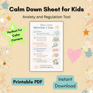 Kids Calm Down Sheet | Anxiety Coping Skills, Emotional Regulation (PDF)