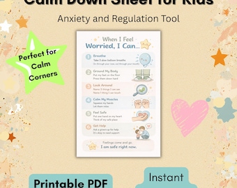 Kids Calm Down Sheet | Anxiety Coping Skills, Emotional Regulation (PDF)