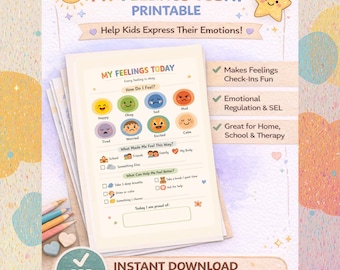 Kids Mood Tracker | Printable Feelings Chart for Emotional Learning (Digital Download)