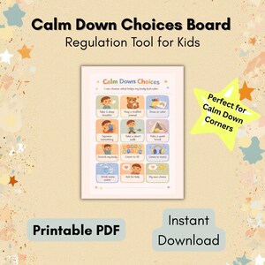 Kids Calm Down Choice Board | Coping Skills, Emotional Regulation (Printable)