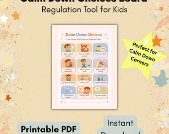 Kids Calm Down Choice Board | Coping Skills, Emotional Regulation (Printable)