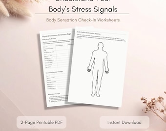 Body Sensation Check-In Worksheets | Somatic Awareness Printable | Stress & Emotion Body Map | Mental Health PDF