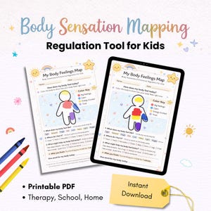 Body Feelings Map for Kids Emotional Regulation Worksheet (PDF Download)