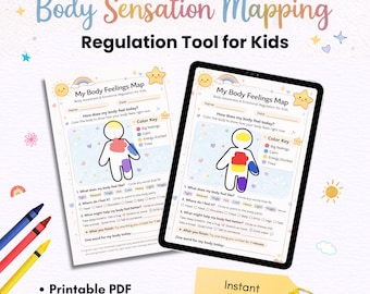 Body Feelings Map for Kids Emotional Regulation Worksheet (PDF Download)
