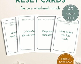 Reset Cards for Overwhelmed Minds | Self-Care Prompts (Digital Download)