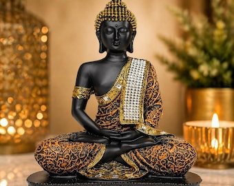 Statue de Bouddha en méditation - Cadeau de décoration paisible, idole à énergie positive, décoration de méditation spirituelle, cadeau de pendaison de crémaillère (25 cm)