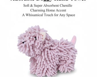 Dog Chenille Hand Towel: Soft, Absorbent Puppy Plush Home Accent