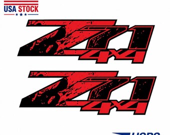 2x Z71 4x4 Red Splash Truck Bed Side Decals Vinyl Stickers for Chevy Silverado