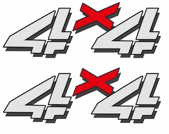 Chevy Silverado 4x4 Bed Side Decals: Chrome Red Emblem Set (1999-2006)