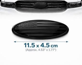 Ford Black US Flag 1996-2016 F150 Front Grille/ TAILGATE 4" inch Oval Emblem 1PC