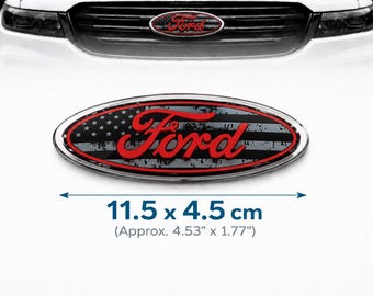Ford Gray US Flag 1996-2016 F150 Front Grille/tailgate 4" inch Oval Emblem 1PC