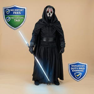Disfraz de Darth Nihilus, Lord Sith: conjunto completo de cosplay, máscara, túnica y chal.