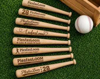 Mini mazza da baseball personalizzata – Regalo ricordo in legno inciso per padri, testimoni dello sposo, compleanni, matrimoni, squadre di Little League